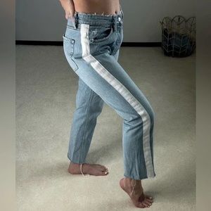 Zara Straight Leg White Stripe Denim